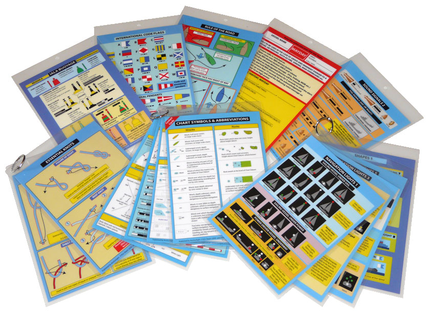 Image showing the complete range of Cockpit Cards published by Anchorlight Marine Publishing.